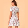 Allegra K Women's Peter Pan Collar Half Placket Vintage Floral Dresses - 3 of 4