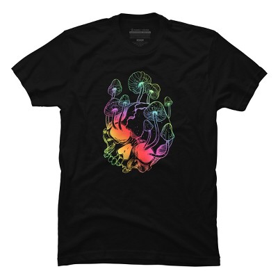 Men's Design By Humans Overgrown skull. Mushrooms. Death - Life By melazergDesign T-Shirt