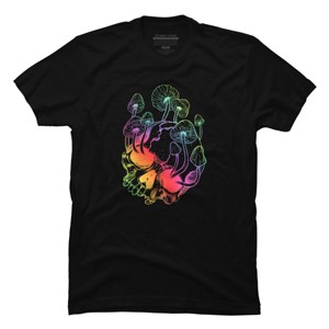 Men's Design By Humans Overgrown skull. Mushrooms. Death - Life By melazergDesign T-Shirt - 1 of 4