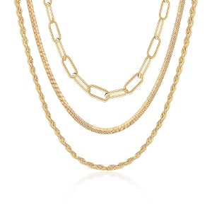 Turandoss 18K Gold Layered Necklaces for Women, Dainty Choker Chain Necklace, Snake Rope Paperclip Chain, Gold Jewelry for Women, Christmas Gifts - 1 of 4