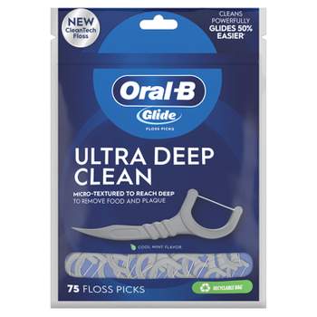 Oral-B Glide Ultra Deep Clean Floss Picks Cool Mint Flavor - 75ct