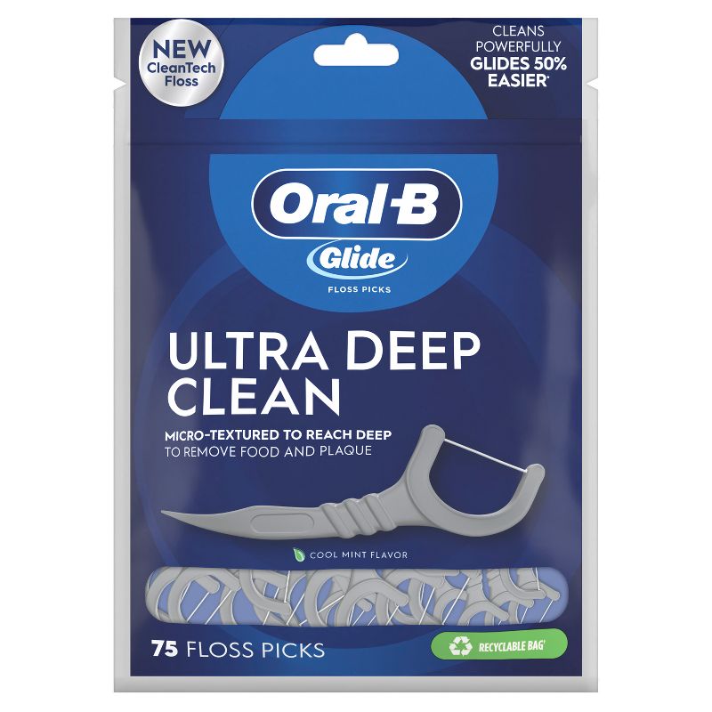 Oral-B Glide Ultra Deep Clean Floss Picks Cool Mint Flavor - 75ct, 1 of 11