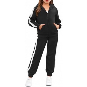 Arshiner Girls 2 Piece Outfits Sweatsuits Zip Up Hoodie Sweatshirt and Sweatpant Athletic Tracksuit Jogger Set Black 120 - 1 of 4