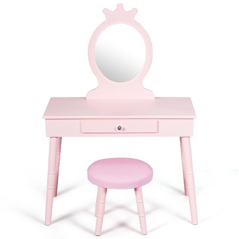 Infans Kids Vanity Makeup Table & Chair Set Make Up Stool Play Set for Children Pink - image 1 of 4