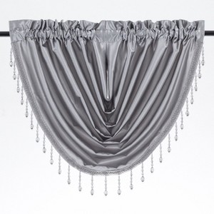 Kate Aurora Ultra Lux Faux Silk Regency Crinkle Rod Pocket Semi Sheer Crystal Beaded Window Valance - 1 of 4