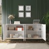 CLIHOME 4 Door Locker Accent Cabinet, 64'' Utility Storage Cabinets Credenzas Console Table With Gold Metal Legs - 3 of 4