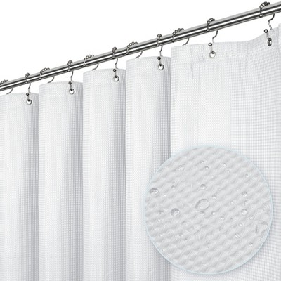 LiBa Premium Waffle Weave Shower Curtain - Water Repellent and Heavyweight, Hotel Quality, Machine Washable Liner for Bathroom