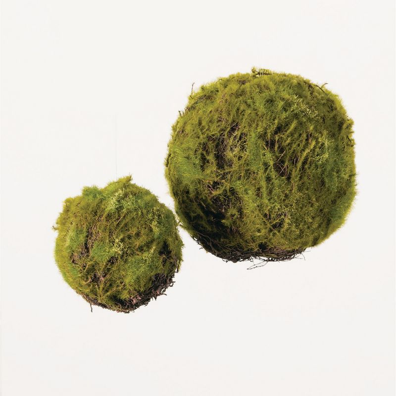 Sullivans Set of 2 Moss Orbs Decorative Filler 8"H & 5.5"H Green, 2 of 3