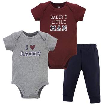 Hudson Baby Infant Boy Cotton Bodysuit and Pant Set, Boy Daddy Short Sleeve