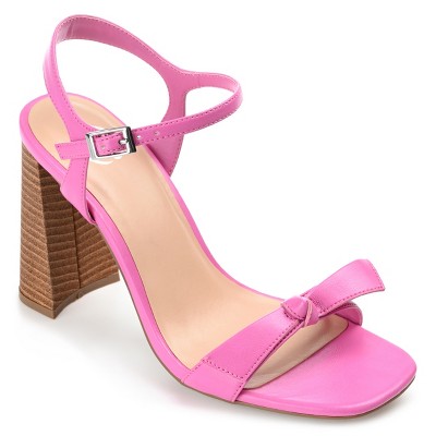 Journee Collection Womens Dianne Tru Comfort Foam Open Square Toe Stacked Heel Sandals Pink 6