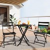 3 Piece Round Tube Steel Metal Bistro Set with Foldable Table and 2 Chairs for Balcony, Porch, Garden - 2 of 4