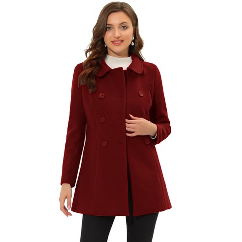 Dark red wool outlet coat womens