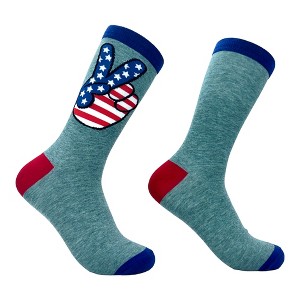 Crazy Dog T-Shirts Men's USA Peace Hands Socks Funny Awesome Fourth Of July Patriotic Flag Lovers Footwear - 1 of 4
