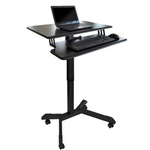 Stand Up Desk Store Pneumatic-Adjustable Two-Tier Compact Standing Desk (Black Frame/Black Desktop, 28” Wide) - 1 of 4