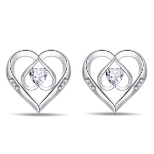Paaaawaters 925 Silver 5A Cubic Zirconia Triple Heart Stud Earring for Women - 1 of 4