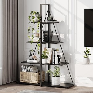 Bookcase, 4-Tier Ladder Bookshelf, A-Shaped Ladder Shelf Display - 1 of 4