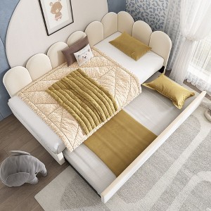 Sapphtopaz Daybed Bed Frame with Velvet Upholstered Sofa Bed with Metal Slatted Frame Bed for Bedroom, Apartment - 1 of 4