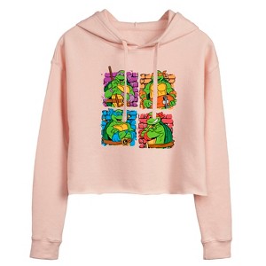 Women's - Teenage Mutant Ninja Turtles - Bricks Cropped Graphic Hoodie - 1 of 3
