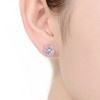 Guili Sterling Silver Rhodium or 14K Gold Plated Clear Round Cubic Zirconia Milgrain Halo Stud Earrings for a Stunning Shine and Exquisite Radiance - 2 of 3