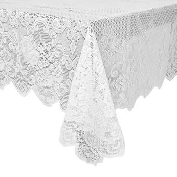 Juvale White Lace Tablecloth for Rectangular Tables, Vintage Style Wedding Table Cloths for Formal Dining, 60 x 97 In