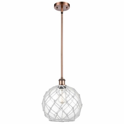 Farmhouse Rope - 1 Light Stem Hung Mini Pendant In Industrial Style-13 Inches Tall and 10 Inches Wide