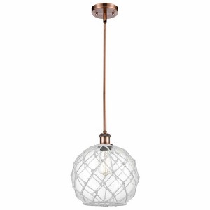 Farmhouse Rope - 1 Light Stem Hung Mini Pendant In Industrial Style-13 Inches Tall and 10 Inches Wide - 1 of 1