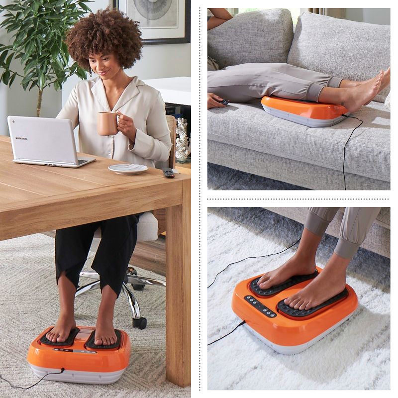 Foot Massager – Vibrating Platform with Rotating Acupressure for Feet and Legs with Remote Control Included by Bluestone (Orange), 5 of 13