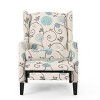 Christopher Knight Home Set of 2 Wescott Contemporary Fabric Recliners Light Beige with Blue Floral/Dark Brown : Upholstered Wingback Accent Chairs - 4 of 4