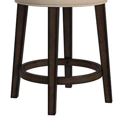 Charcoal Gray Backless Swivel Counter Stool with Linen Upholstery