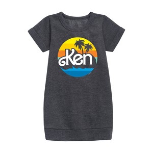 Girls' - Barbie - Ken Graphic Short Sleeve Fleece Dress - 1 of 2
