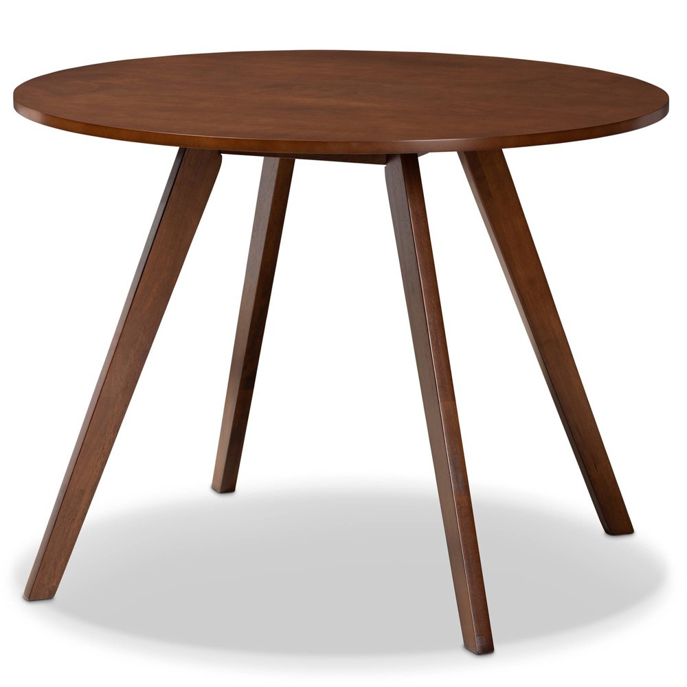 Photos - Garden & Outdoor Decoration Baxton Studio Alana Round Wood Dining Table Walnut: Modern Style, Seats 4, Rubberwood Construction