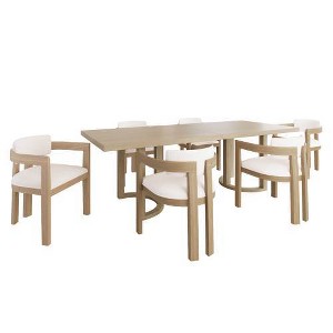 Christopher Knight Home Eleanor 7pc Rubberwood Upholstered Dining Set Beige/Light Ash - 1 of 4