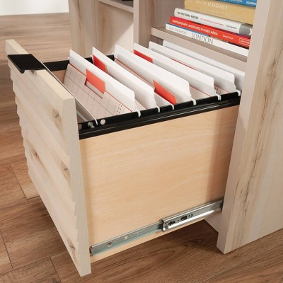 Pacific Maple L-Shaped Corner Writing Desk with Drawer and Filing Cabinet