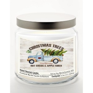Courtside Market Christmas Trees Evergreen 12.8oz Soy Wax Candle Glass Jar with Brushed Silver Metal Lid - 1 of 3