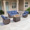 Belord Furniture Patio Set with 41" Propane Fire Pit Table, Patio Furniture Set with Sofa, 2 Swivel Patio Chairs, Accent End Table, and Fire Pit Table - 3 of 4