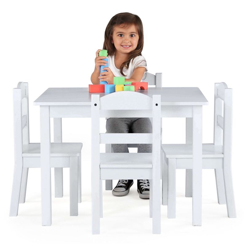 5pc Kids&#39; Wood Table and Chair Set White - Humble Crew, 5 of 8