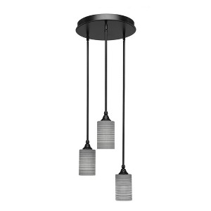 Toltec Lighting Empire 3 - Light Pendant in  Matte Black with 4" Gray Matrix Shade - 1 of 1