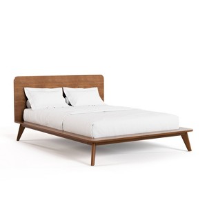 HOMES: Inside + Out Queen Riverstone Mid-Century Modern Low Profile Platform Bed Walnut - 1 of 4