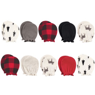 Hudson Baby Infant Boy Cotton Scratch Mittens, Moose, 0-6 Months