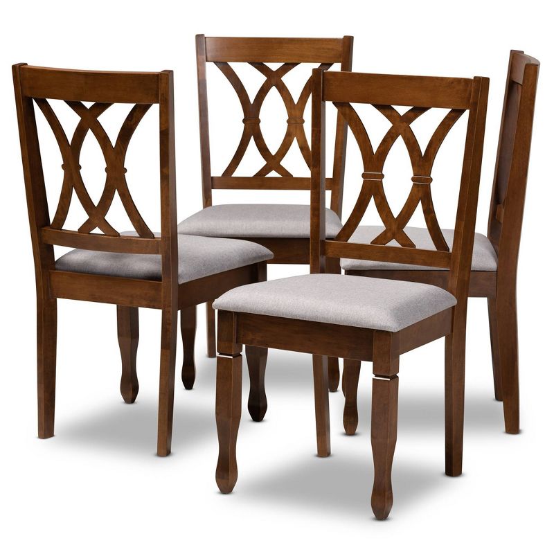 4pc Augustine Fabric Upholstered Dining Chair Set Gray/Walnut Brown - Baxton Studio: Modern Armless, Wood Frame, 1 of 8