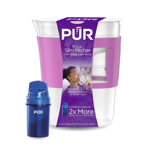 PUR Water Filter 8 Cup Slim Design Compact Water Pitcher Dispenser with 1 Fast Water Filter - 1 of 4