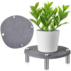 2 Pack 7.8" Grey Diatomaceous Earth Plant Saucers, Absorbent Quick-Drying Trays with Stainless Steel Feet. No Holes.Grey - 1 of 4