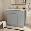 DOMETOUR 36 in. W x 21 in. D x 34.5 in. H in Shaker Grey Plywood Ready to Assemble Floor Vanity Sink Base Kitchen Cabinet with Left Door - 2 of 4