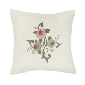 BrylaneHome Ava Embroidered Cotton 16" Square Pillow - 1 of 2