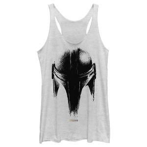 Women's Star Wars The Mandalorian Metallic Helmet Racerback Tank Top - 1 of 3