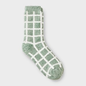 Women's Windowpane Plaid Cozy Crew Socks - Auden™ 4-10 - 1 of 3