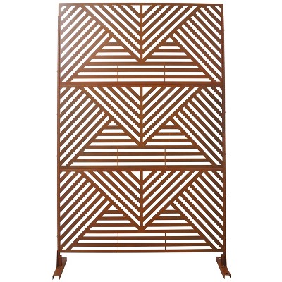 Grungis Matrix Metal Decorative Patio Screens,Freestanding Privacy Fence Panels in Triangular Stripes Pattern for Balcony Patio,76" H×48" W