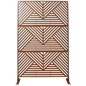 Grungis Matrix Metal Decorative Patio Screens,Freestanding Privacy Fence Panels in Triangular Stripes Pattern for Balcony Patio,76" H×48" W - 1 of 4