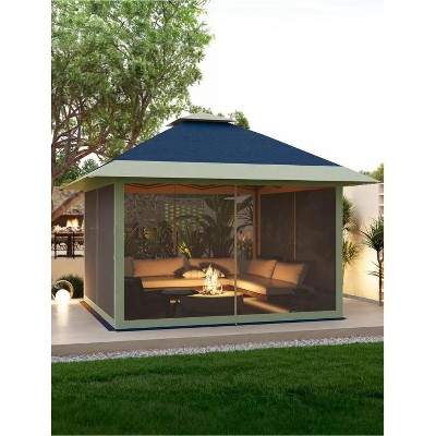 13x13 Pop Up Gazebo Outdoor Canopy Shelter with Mosquito Netting 4 Stanbags Instant Gazebo Tent for Lawn, Garden, Backyard Deck