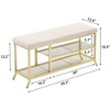Garvee Gold Shoe Rack Bench with Soft Linen Seat, Double-Layer Shoe Storage, Metal Frame, Entryway Organizer for Hallway, Bedroom, Living Room - 2 of 4